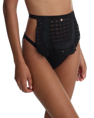 Bonbon Gingham Lace Half Apron