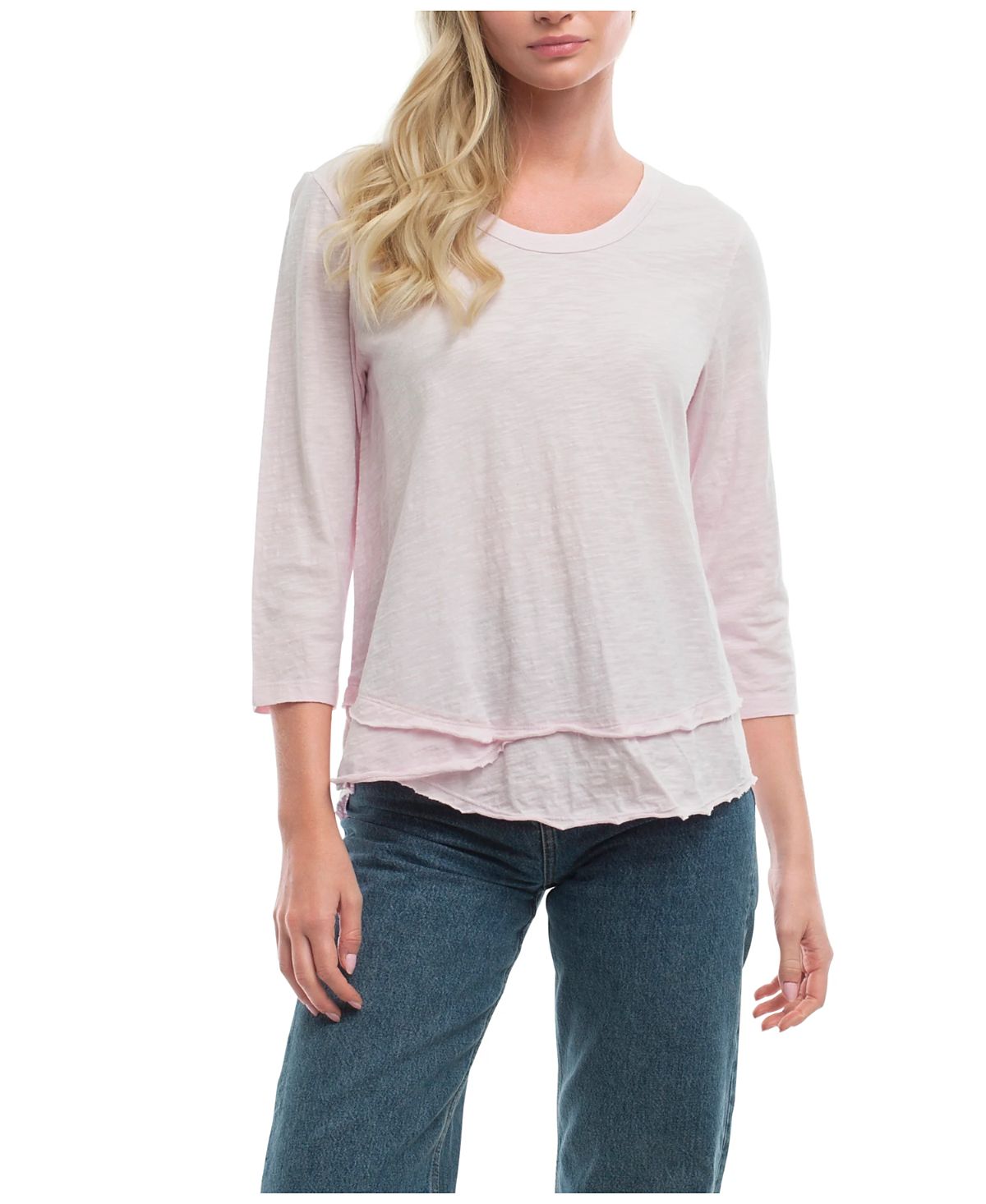 Wilt Clothing 3/4 Sleeve Shrunken Crew Mock Layer Tee