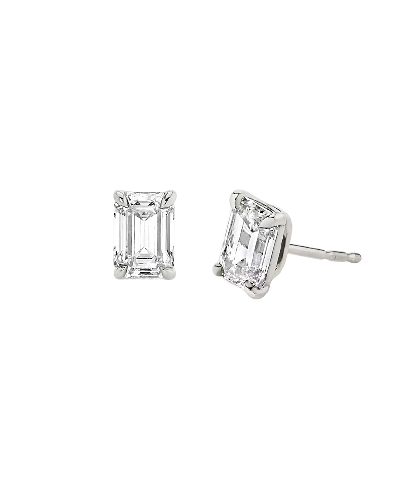 Vrai Solitaire Stud Earrings in 14K Gold, 1.5ctw Emerald Lab Grown Diamond · OS
