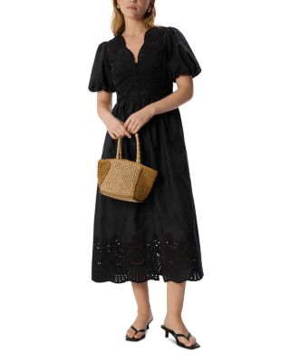 Cotton Broderie V Neck Dress