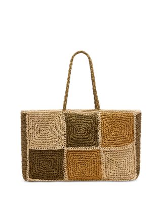 Patchwork Straw Tote