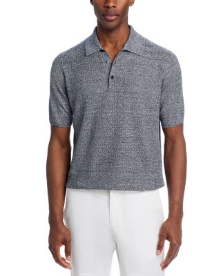 M&eacute;lange Parquet Stitch Knit Polo Shirt