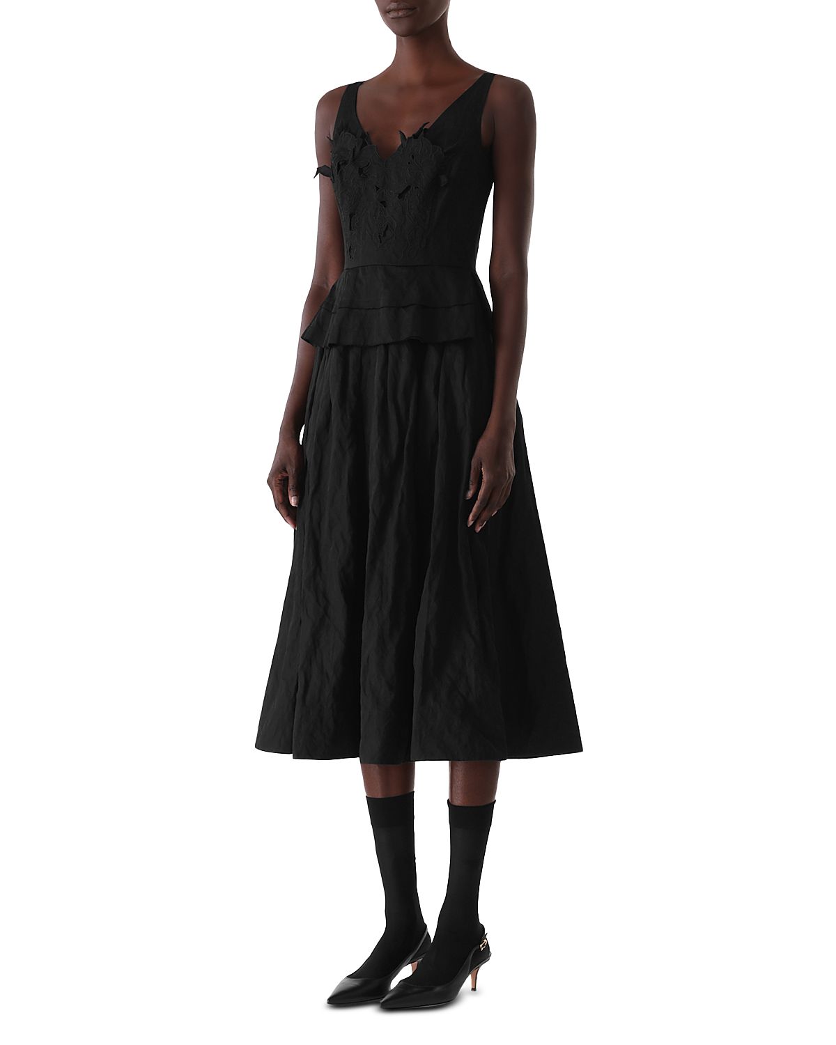 Jason Wu Collection Embroidered Bodice Midi Dress