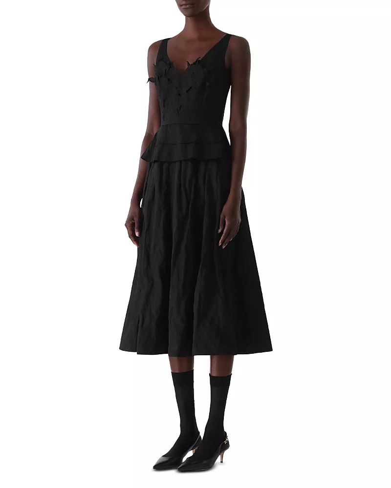 Jason Wu Collection Embroidered Bodice Midi Dress