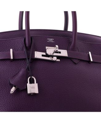 Birkin 30 Handbag Purple Clemence with Palladium Hardware