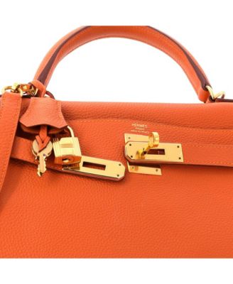Kelly 28 Handbag Orange Togo with Gold Hardware