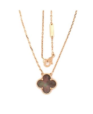  Vintage Alhambra Pendant Necklace 18K Rose Gold and Grey Mother of Pearl, 16.25"