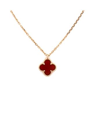  Sweet Alhambra Pendant Necklace 18K Rose Gold and Carnelian, 16"