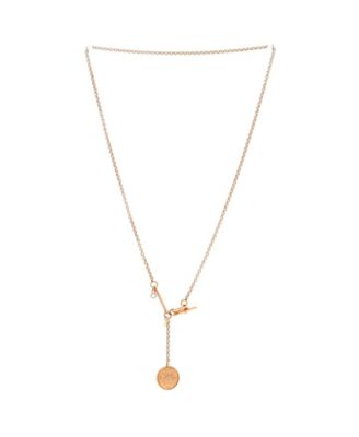 Small Ex-Libris Pendant Necklace 18K Rose Gold with Diamond, 16.75"