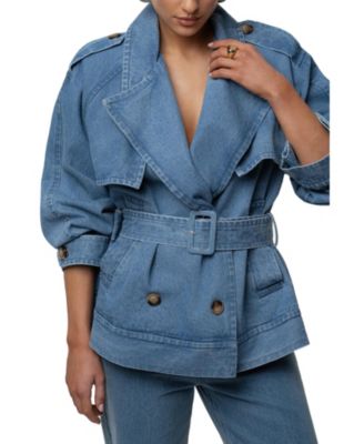 Medium Wash Double Breasted Denim Jacket