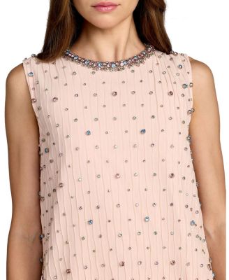  Beaded Sleeveless Shift Mini Dress