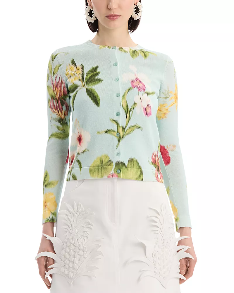 Oscar de la Renta Chine Knit Twinset Cardigan Sweater