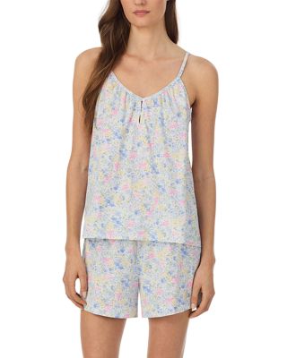  Sleeveless Classic Knits V Neck Boxer Pajama Set