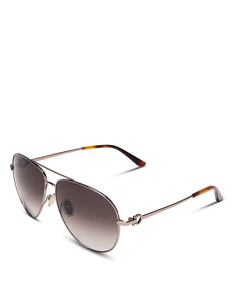 Ferragamo Timeless Collection Brow Bar Aviator Sunglasses, 61mm