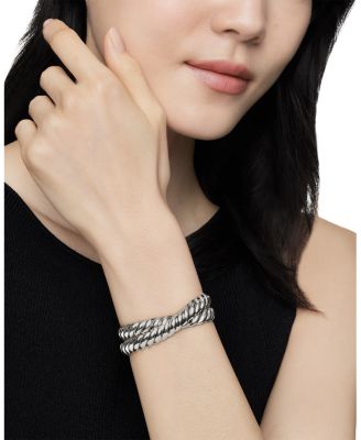 Sculpted Cable Double Wrap Bracelet in Sterling Silver