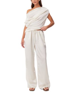 Dove Asymmetrical Top & Drawstring-Waist Pants