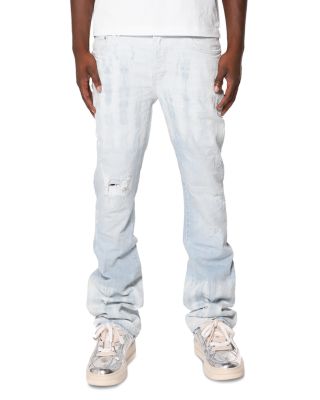 Tie Dye Flare Jeans in Super Light Indigo
