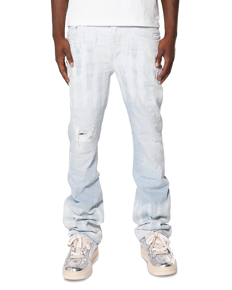 Purple Brand Tie Dye Flare Jeans in Super Light Indigo