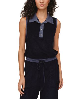 Terry Sleeveless Collar Top