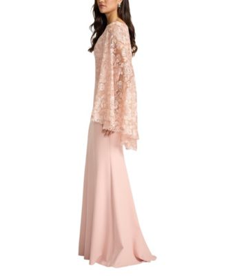  Margolin Embroidered Cape Gown