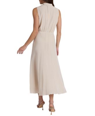  Petra Sleeveless Mock Neck Silk Midi Dress