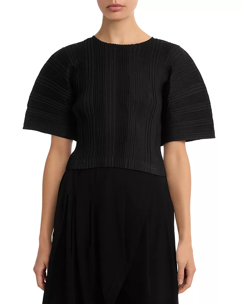 Pleats Please Issey Miyake Linen Like Rib Pleats Top