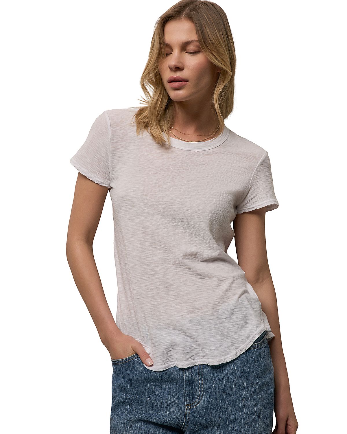 James Perse Sheer Slub Crew Neck Tee