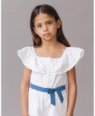 Girls' Organic Ruffle Collar Button Front Seersucker Romper - Little Kid, Big Kid