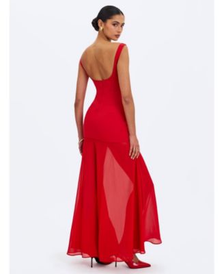  Verona Scoop Neck Flared Maxi Dress