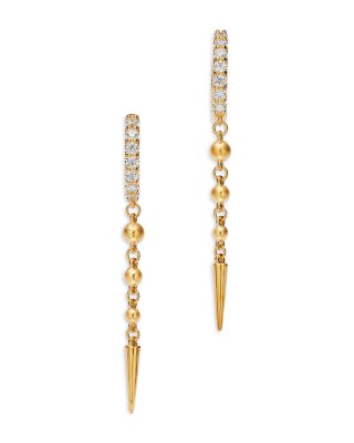 Diamond Linear Drop Earrings in 14K Yellow Gold, 0.25 tcw