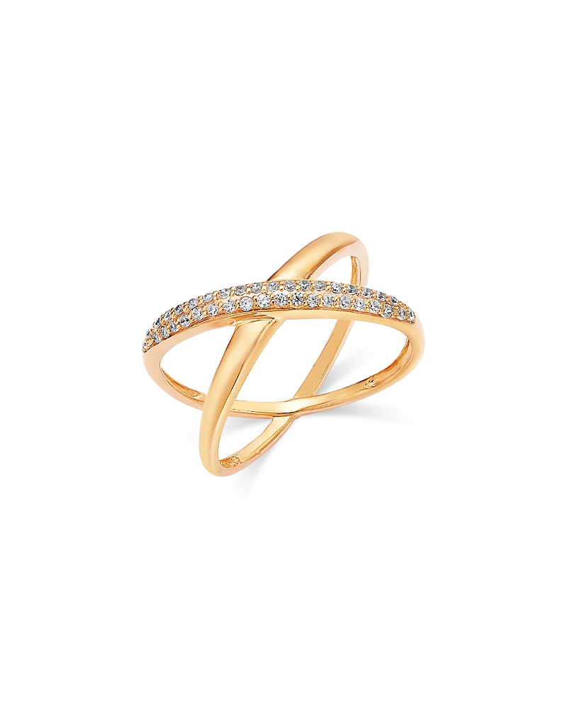 Bloomingdale's Fine Collection Diamond Micro Pave Crossover Ring in 14K Yellow Gold, 0.15 tcw
