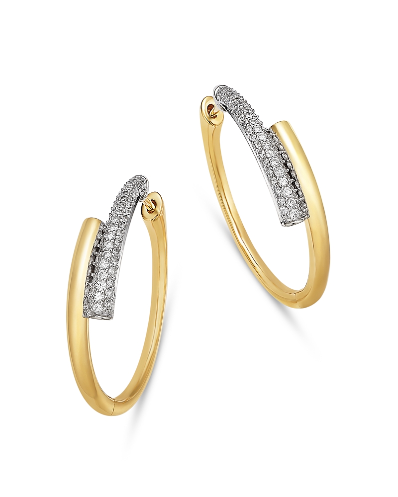 Bloomingdale's Fine Collection Diamond Oval Hoop Earrings in 14K White & Yellow Gold, 0.50 tcw