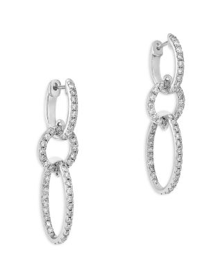 Diamond Circle Drop Earrings in 14K White Gold, 1.50 tcw