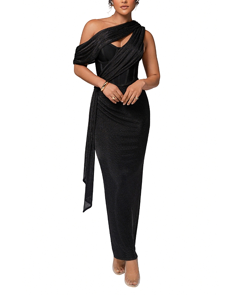Jluxlabel Metallic Celestina Draped Maxi Dress