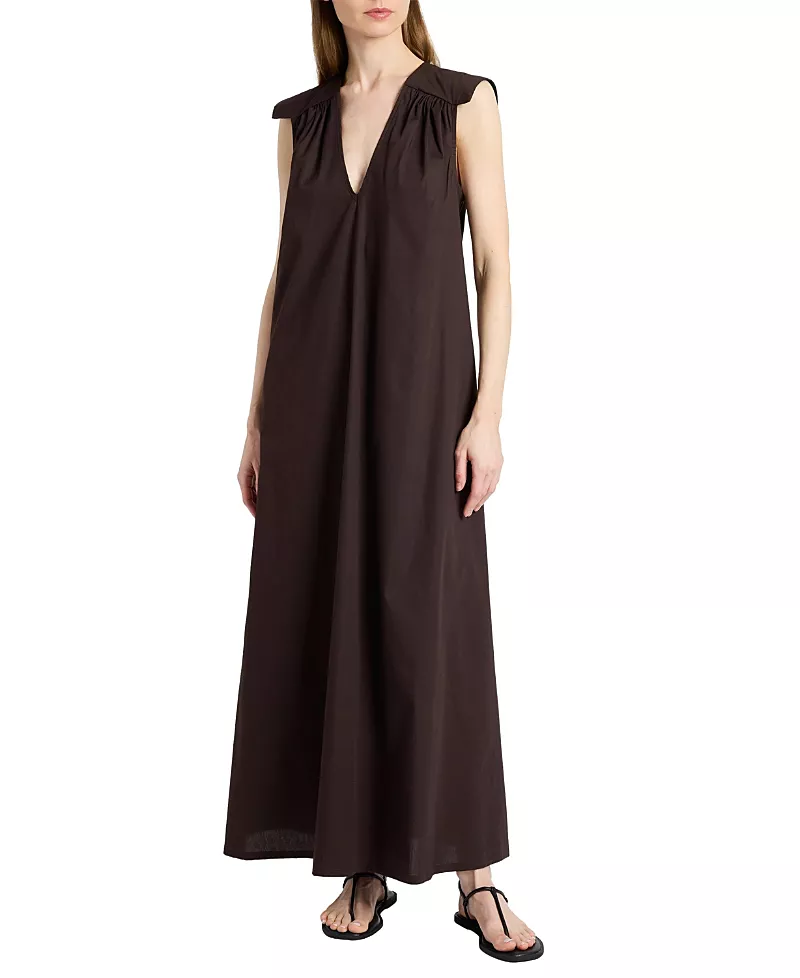 Santorelli Niu Cap Sleeve Maxi Cotton Dress