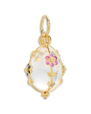 18K Yellow Gold FJ Rock Crystal, Diamond & Multi-Gemstone Medium Rainbow Fiori Amulet Pendant