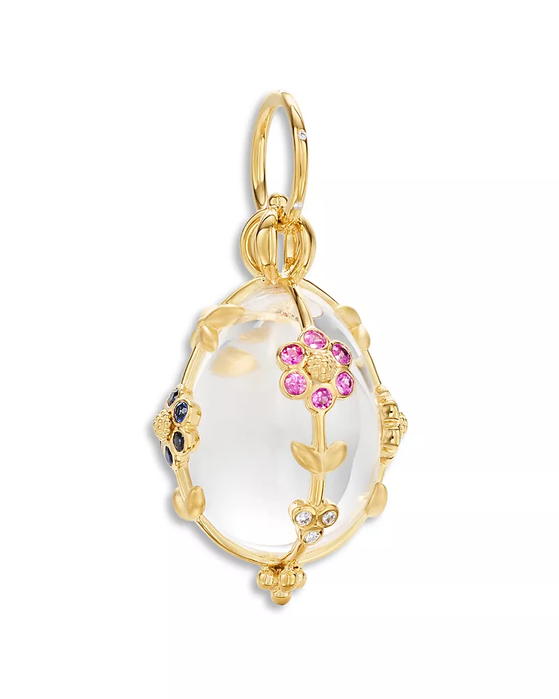 Temple St. Clair 18K Yellow Gold Fj Rock Crystal, Diamond & Multi-Gemstone Medium Rainbow Fiori Amulet Pendant