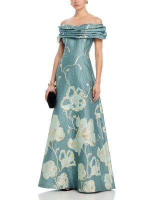 Off the Shoulder Jacquard Gown