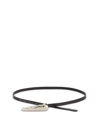 Women's Sculptural Plaque Slim Leather Belt
