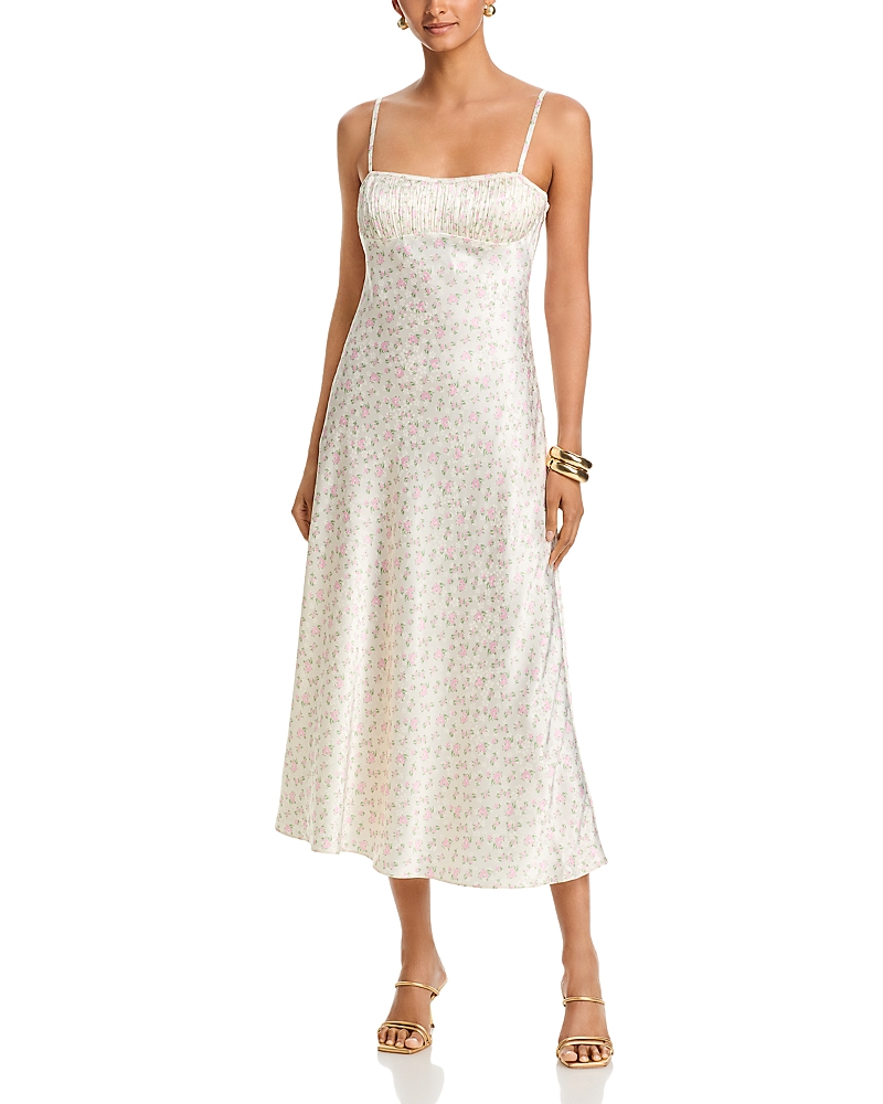 Aqua Ditsy Floral Jacquard Midi Dress - Exclusive