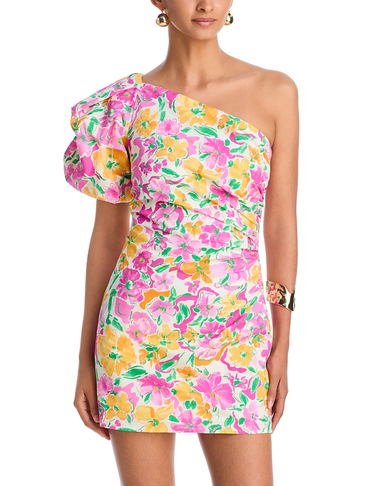 Aqua Floral One Shoulder Mini Dress - Exclusive