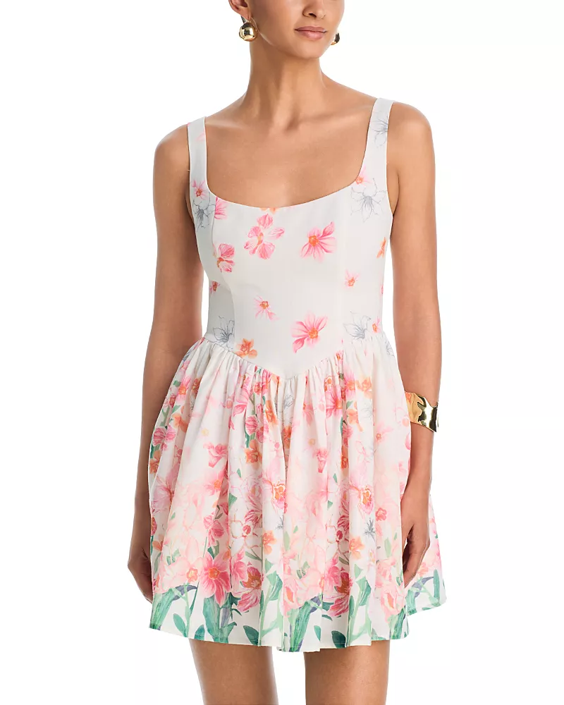 Aqua Placed Floral Mini Dress - Exclusive