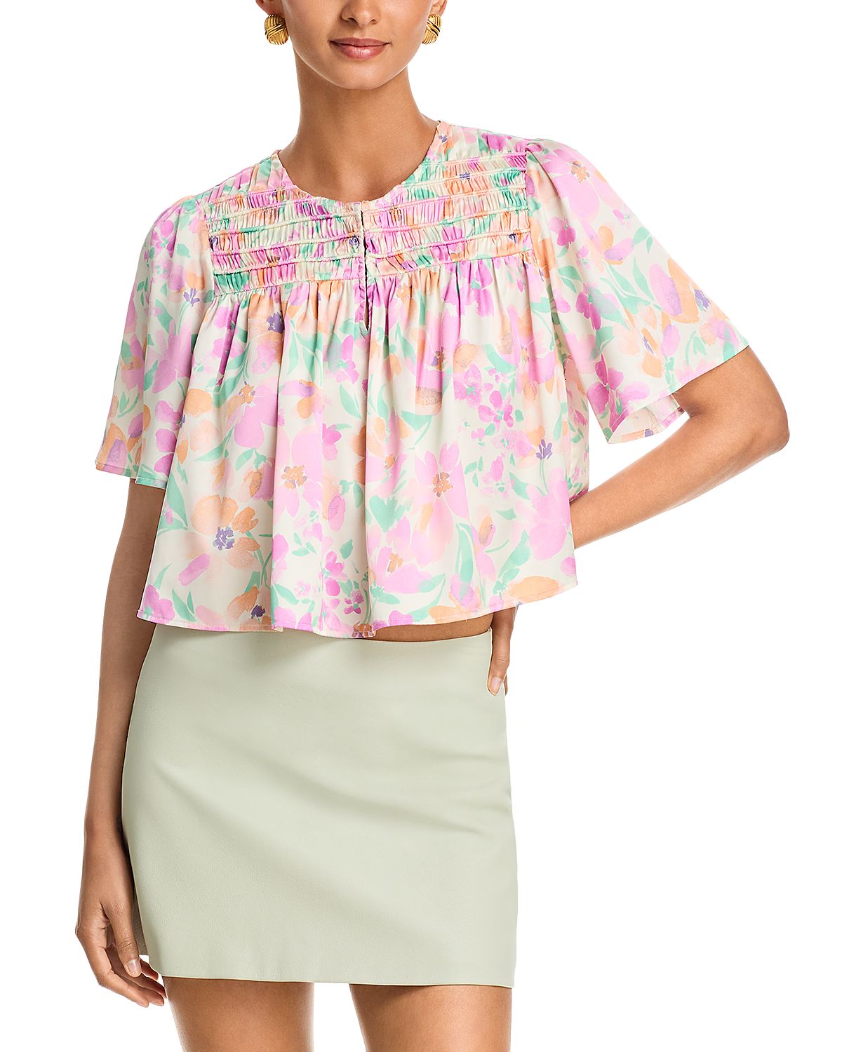 Aqua Bloom Pintuck Top - Exclusive