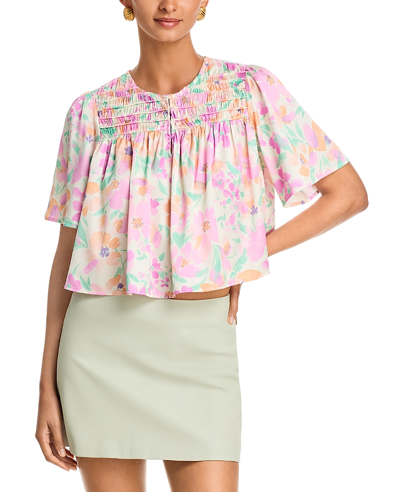 Aqua Bloom Pintuck Top - Exclusive