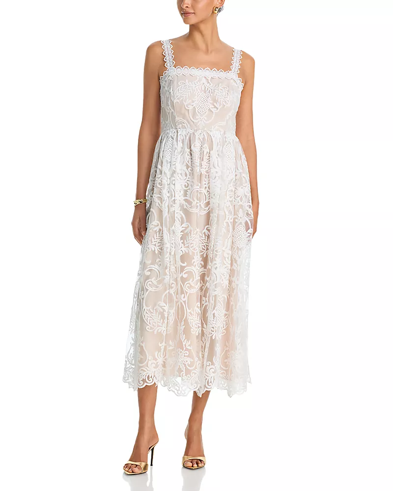 Aqua Lace Midi Dress - Exclusive