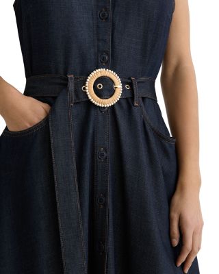 Remi Button Front Denim Dress in Indigo Blue
