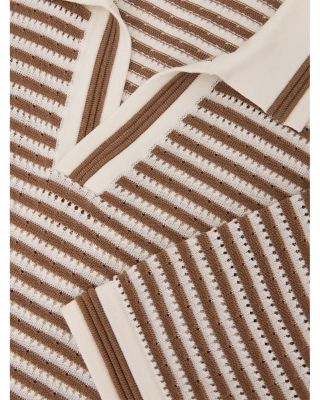 Slim Fit Camel Stripe Polo Shirt