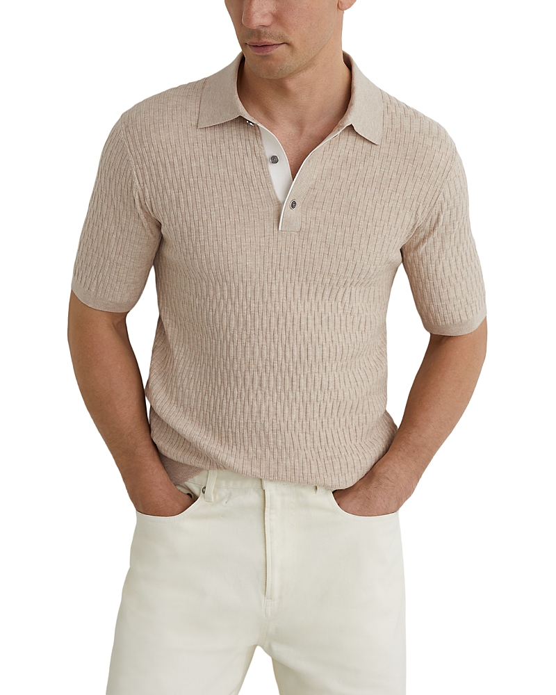 Reiss Slim Fit Oatmeal Brown Polo Shirt