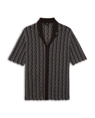 Cuban Collar Wavy Pattern Shirt