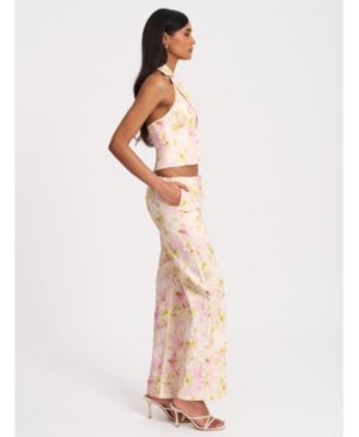  Laureen Floral Print Linen Straight Pants